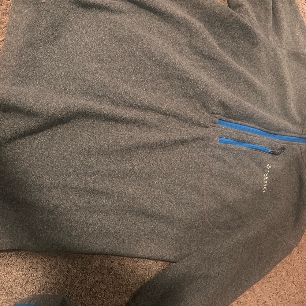 Columbia Charcoal Jacket with Blue Zipper